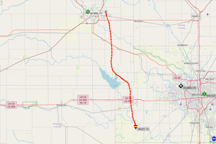 Flight path for Flight 2025a